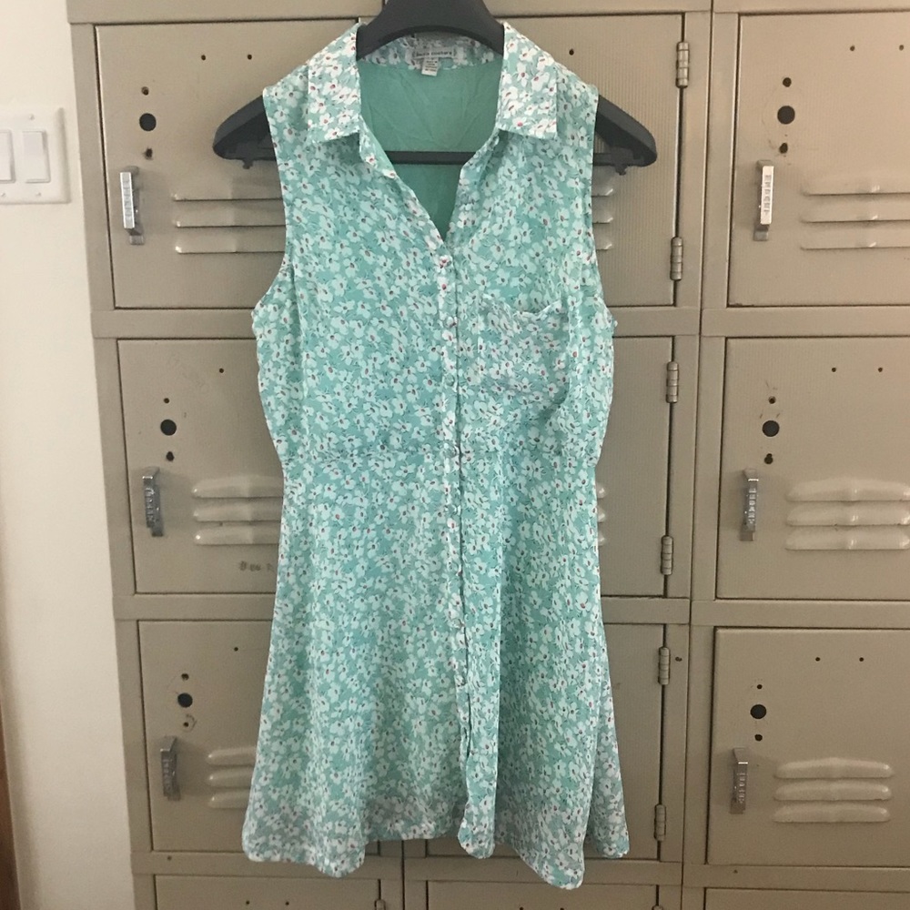 Urban Outfitters green flowery button up dress